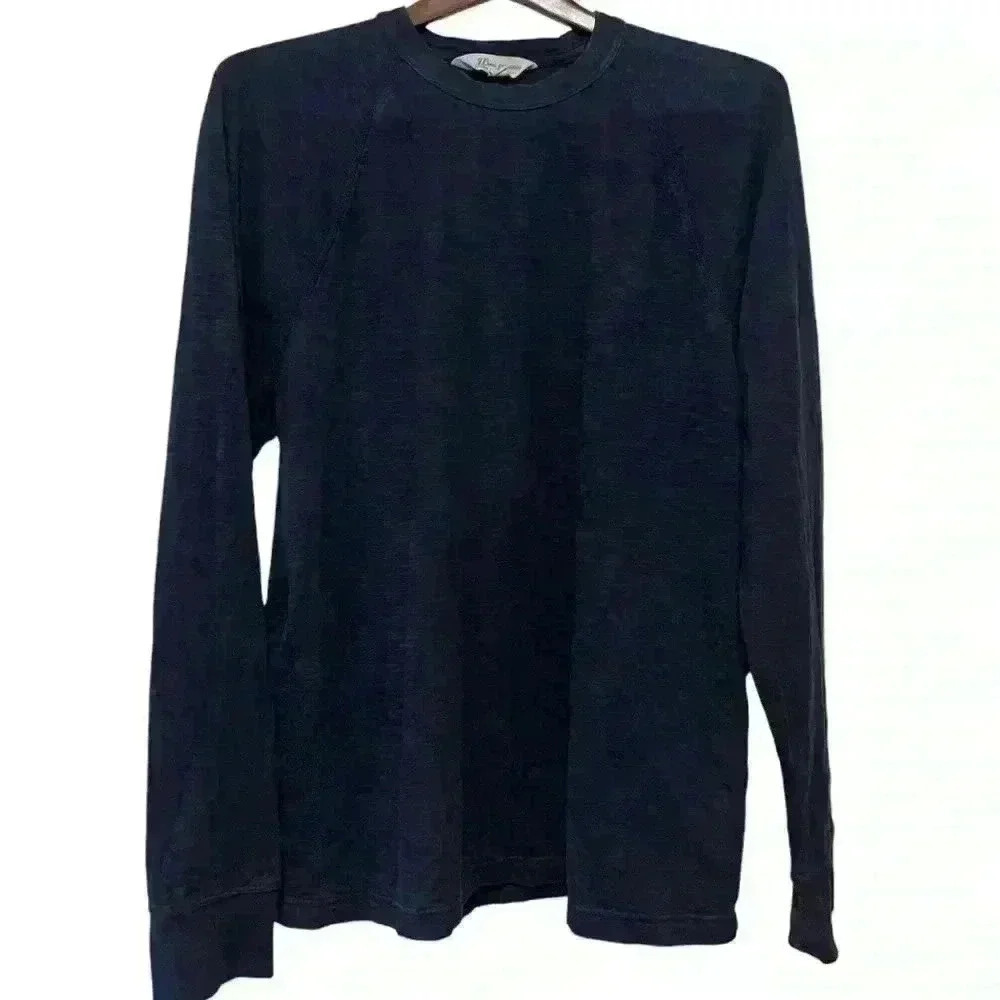 J Crew Mens Knit Goods Pullover Raglan Layering Shirt Top Cotton Blue Sz XL